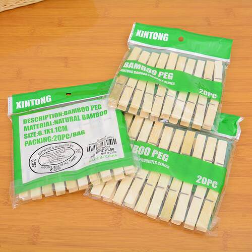 Bamboo clothespins for hanging clothes, with small windproof