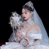 权杖手捧花婚礼新娘水晶diy材料公主婚纱高级成品重工礼盒新婚