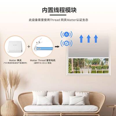 matter thread协议HomeKit直连25管状锂电内电充电窗帘卷帘电机
