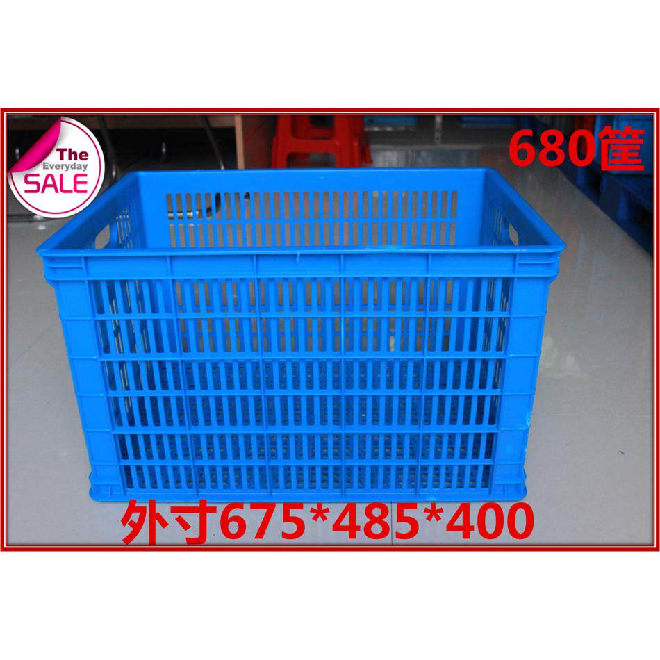 680塑料周转筐长方形工业收纳箱胶框服装筐蔬菜水果箩水产框网筐