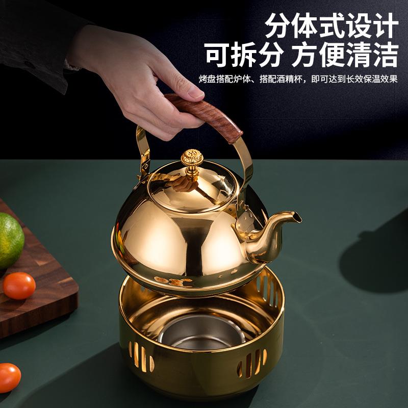 加厚不锈钢精炉加热煮家茶壶蜡烛酒煮煮水壶茶炉用煮花茶茶暖温茶