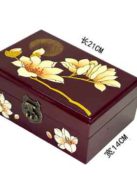 新款平遥推回光器彩首饰盒木质新漆娘陪嫁结婚礼金礼提亲三金礼聘