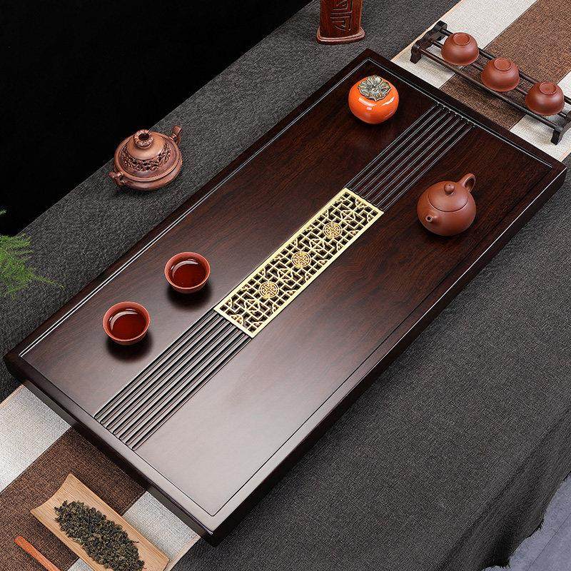 茶盘2026新款家用托盘整块乌檀木实木茶具小型茶台轻奢现代高级感