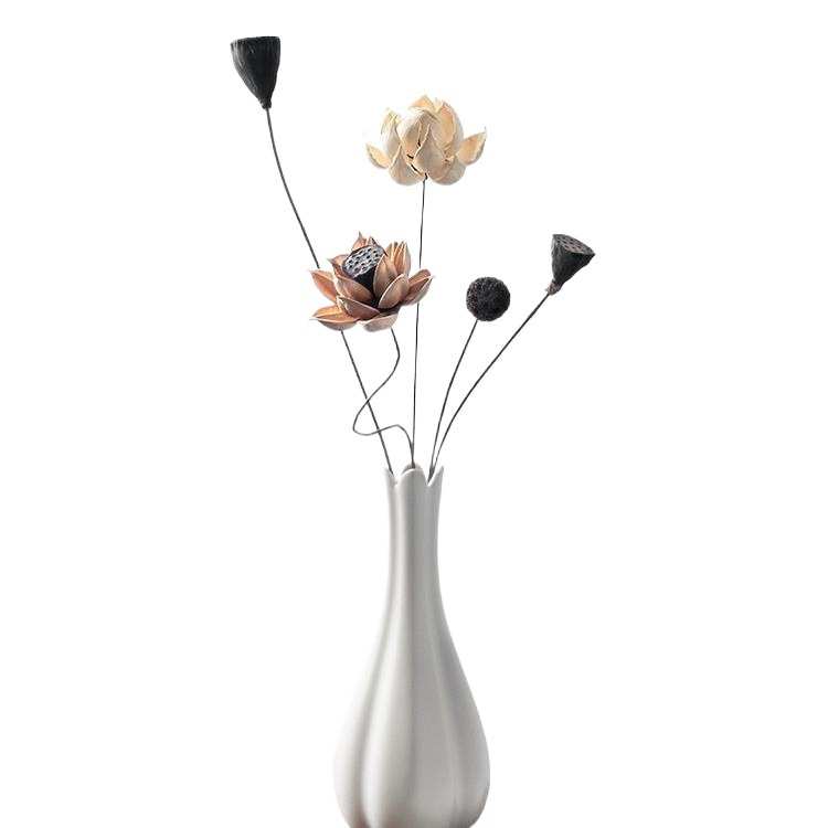 新中式花瓶景德镇陶瓷宋式餐桌装饰品禅意风干花插花客厅茶桌摆件