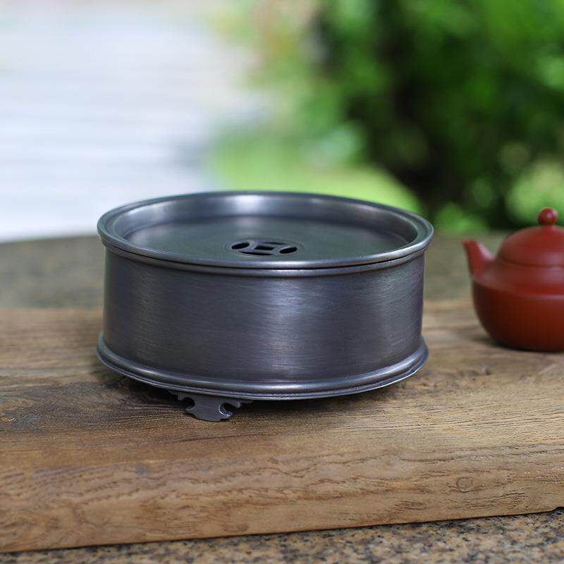 颜吉利传统锡茶盘圆形壶承紫砂壶锡干泡台小茶船茶池潮汕仿古锡器