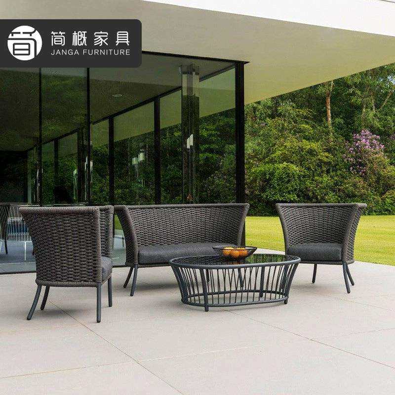 户外别墅花园庭院沙发露台防水防晒藤编沙发茶几组合阳台休闲家具