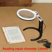 桌面可折叠放大镜30X插件与光源桌面支架维修雕刻手持光放大镜