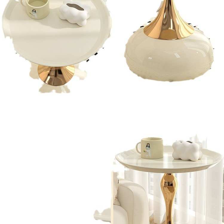 高级小圆桌茶几简约创意边柜沙发边几阳台小桌子铁艺小茶几置物∑