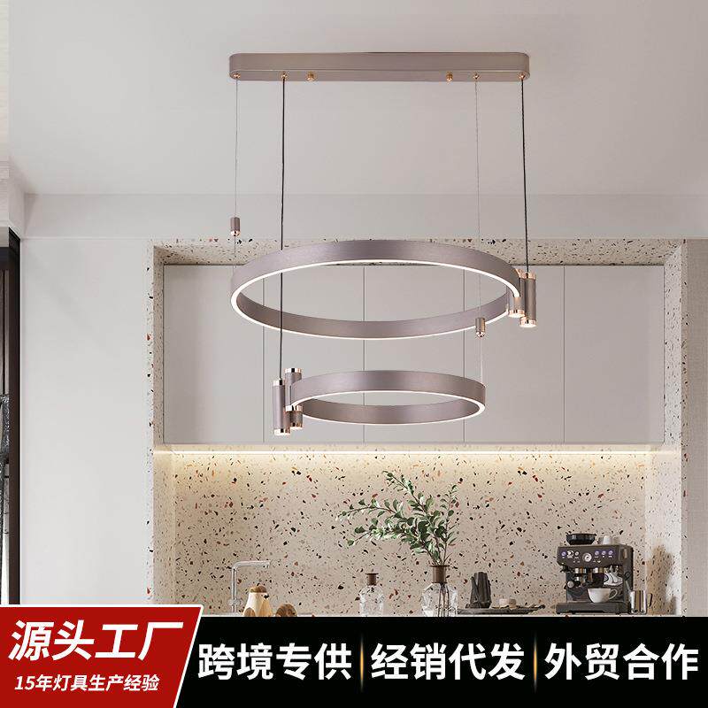 意式极简圆形吊灯餐厅吧台灯卧室客厅单圈圆环形大厅主灯LED节能