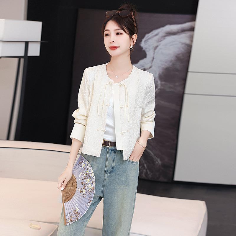 2ME6030-002春设计感新中式盘扣亮片外套新款5风气显瘦上衣质 ME6