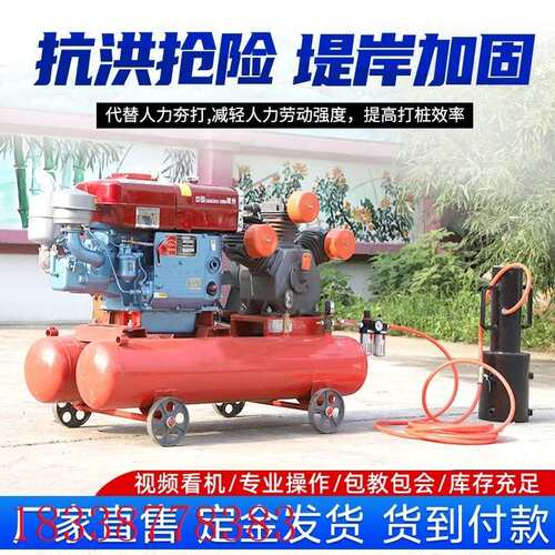 防汛木桩便携式桩手持式防汛打桩机钢管小型河道植打桩机柴油机打