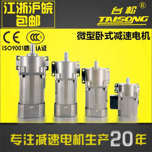 台松25W-300W卧式齿轮减速电机摇摆机微型齿轮减速电机马达含支架
