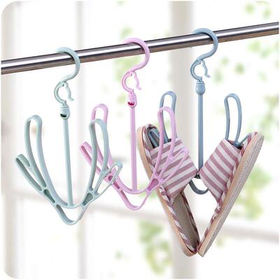 Wind-resistant double-hook balcony shoe drying rack, multifu