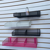 2个装 白色盒子槽板挂篮网框货架铝合金板篮子网兜铁艺上墙网篮