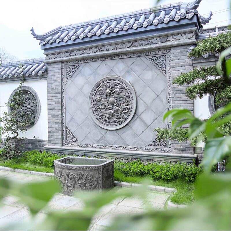 浮雕古建砖雕中式彷古影壁墙装饰徽派青砖福字照壁墙画庭院迎门墙