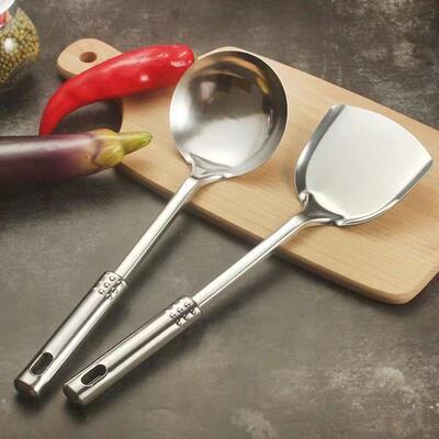 Stainless Steel Kitchen Set: Spatula, Slotted Spoon, Ladle,