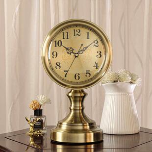 汉时欧式 饰座钟客厅古典高档摆件时钟创意家用钟表D312 覆古金属装