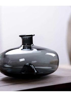 厂家直销 北欧简约现代文艺禅意细口圆壶玻璃花瓶 欧式艺术摆件