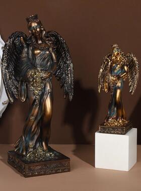 天使摆件希腊财富女神树脂工艺品神话人物酒柜书房装饰雕塑工艺品