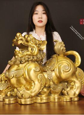 铜皮绣饰品，男女富贵皮绣大吉祥物一对，家居客厅店开业礼品