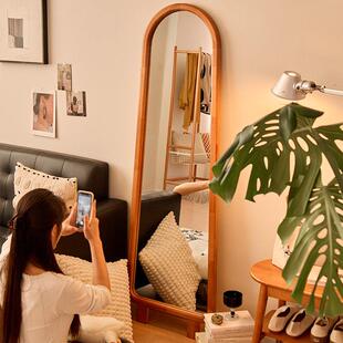 家逸北欧实木全身镜全身镜子落地镜客厅家用防爆女生卧室全身镜