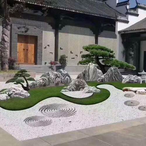 庭院枯山水造景雪浪石切片组合室内外园林假山石微景观
