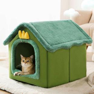 猫窝秋冬季 宠物用品 猫咪床房子型窝狗屋四季 通用可拆洗垫子封闭式