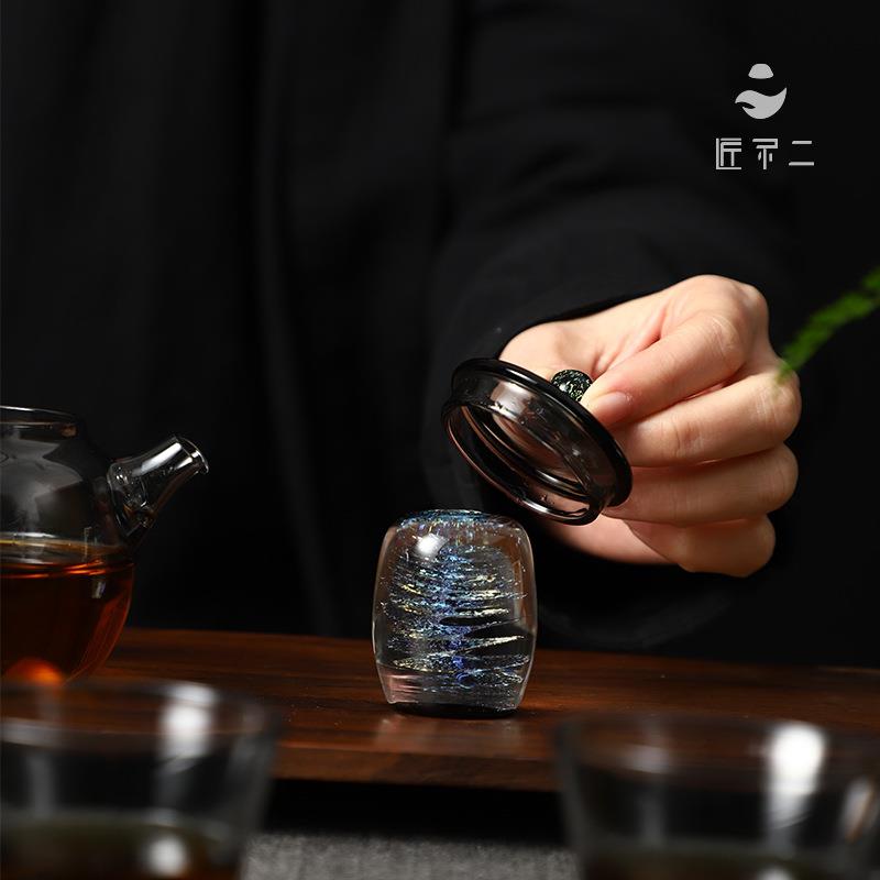 匠不二星空盖置紫砂壶盖拖玻璃盖置创意摆件日式茶道零配件摆件