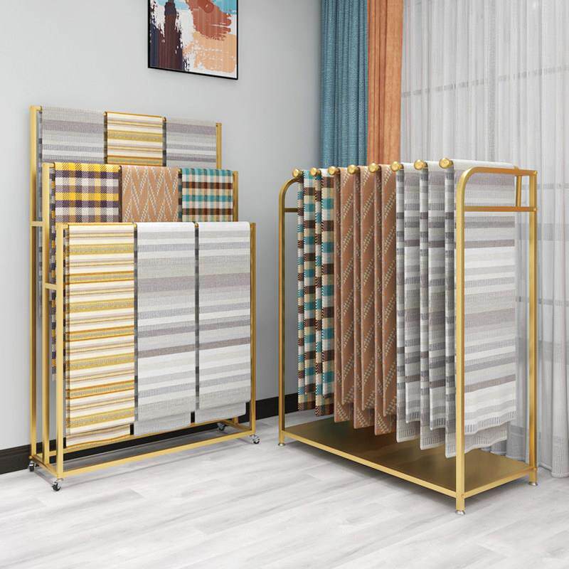 被子展示架空调被金色展架家纺夏凉被货架落地式窗帘吊卡网红架子