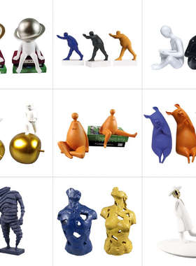 现代简约北欧风格卡通人物样板间儿童房可爱动物摆件抽象软装饰品