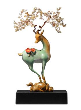 大明铜匠铜梅花鹿摆件客厅招财装饰品玄关办公室乔开业迁新居礼物