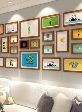 实木照片墙创意装饰画客厅沙发相片墙组合餐厅挂墙现代简约相框墙