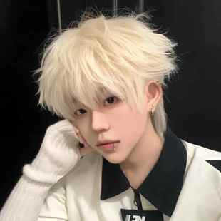 假发男短发微分碎盖白金色少年感仿真发蓬松日常男士 假发全头套