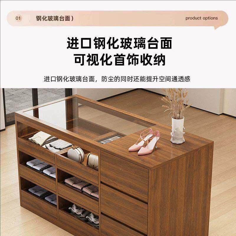 服装店网红收银台中岛柜流水台展示台摆件饰品陈列柜吧台桌带玻璃