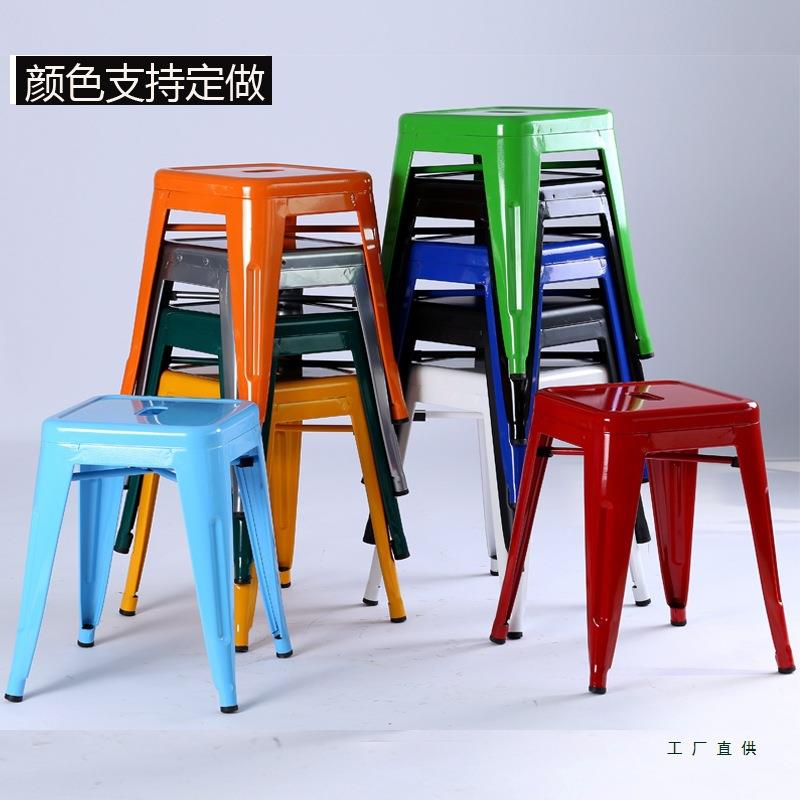 铁艺酒吧椅高脚方凳时尚创意餐桌凳吧台凳前台椅欧式简约铁皮凳子