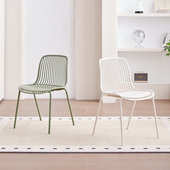 现代简约家用餐桌椅户外奶茶店椅子镂空椅塑料椅可叠放休闲阳台椅