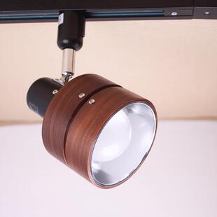 日式实木轨道灯LED导轨灯北欧原木家用背景墙射灯智能遥控轨道灯