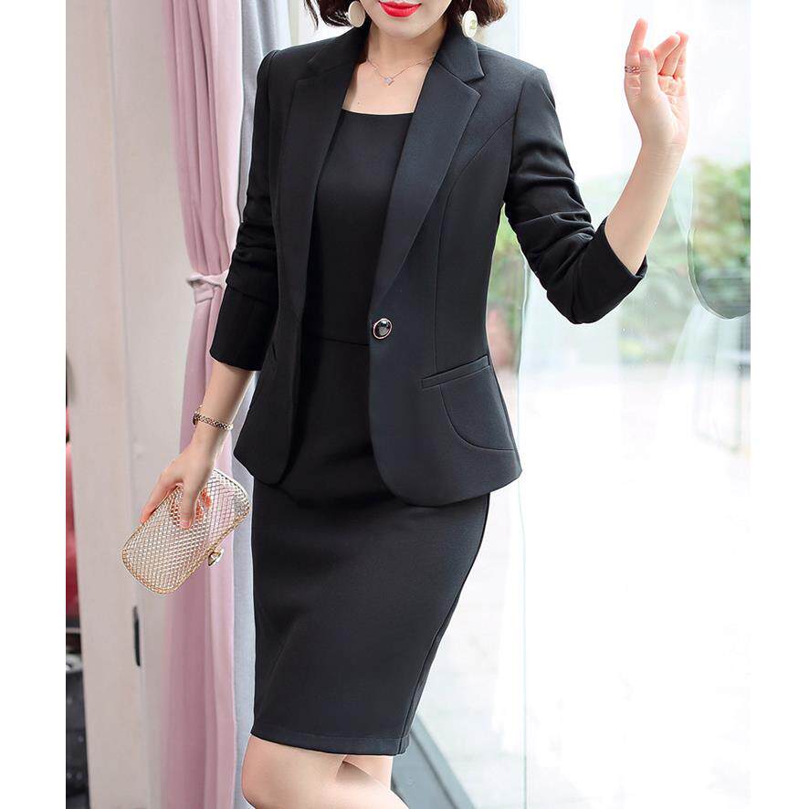 高档职业连衣裙女两件高套季薄款工西装外套女美容院作服女端夏美