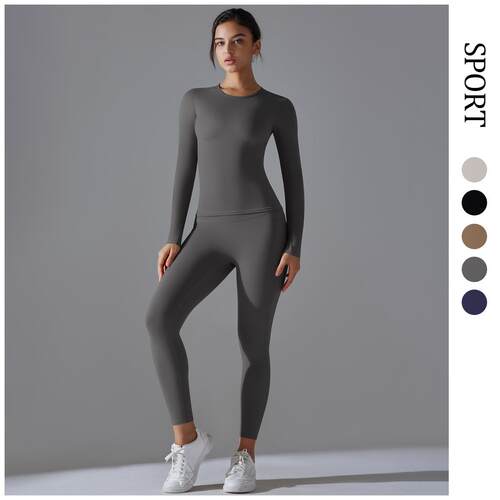 Woolen long sleeved yoga suit, breathable and tight