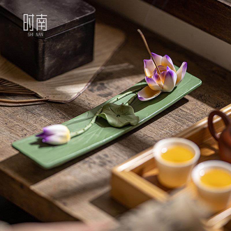 陶瓷莲花香插不落灰家用室内荷花檀香薰香沉香线 线香插香座香托