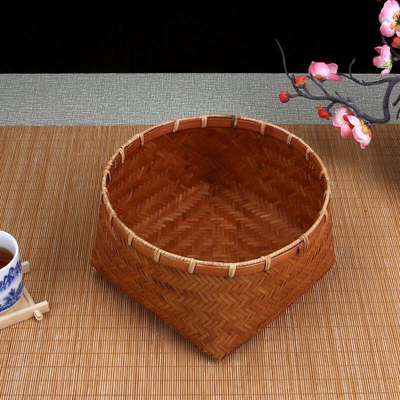 竹编纯手工竹编小篓子零食点心收纳筐家用覆古小竹篮茶点盘竹制品