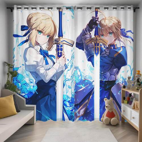 Fate Saber游戏定制窗帘遮光网咖卧室书房隔断学生宿舍印花窗帘