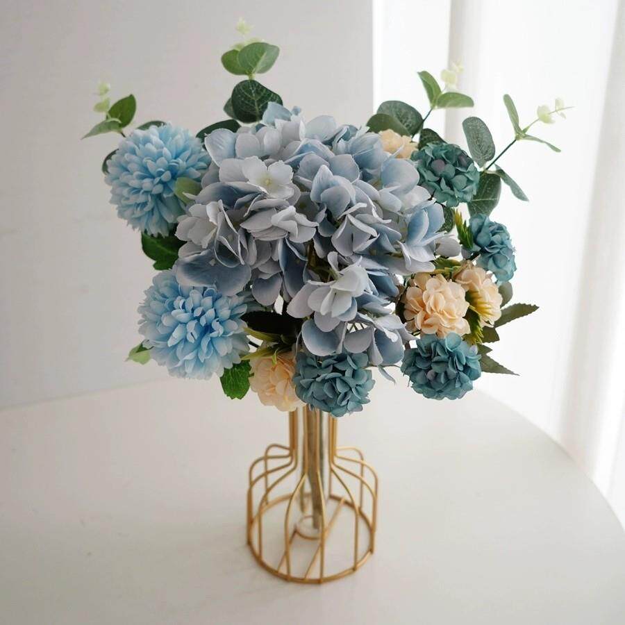 北欧ins仿真花绣球尤加利假花客厅餐桌摆件清新插花家居装饰干花