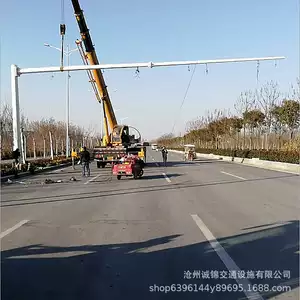 [双悬臂L型交通标志杆 高速公路单柱式反光指示牌杆街道警示标志杆]
