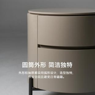 床柜轻奢实高脚 T135烤漆卧室柜木圆形设计边师款 意式 极简床头PS