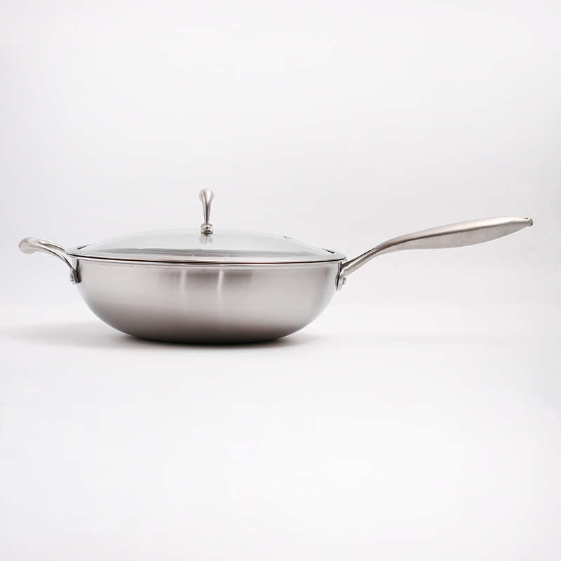 厂家直供304不锈钢平底炒锅家用少油烟不粘锅礼品套装锅批发