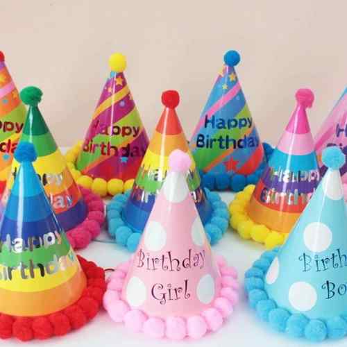 in皮草球生日帽婴儿儿童成人生日可爱的帽子生日派对照片装扮用品