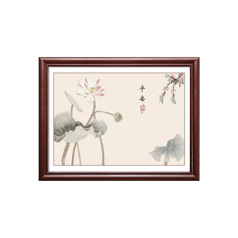 新中式实木电表箱装饰画免打孔电闸遮挡盒中式壁画餐厅配电箱挂画