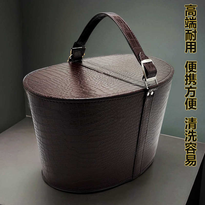 高档皮质酒店客房PA保洁工具篮会所售楼部椭圆形实用清洁提篮现货
