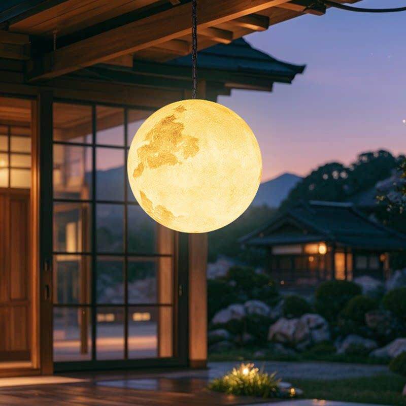 太阳能月亮灯室外吊灯球形户外防水别墅花园庭院挂树灯景观月球灯